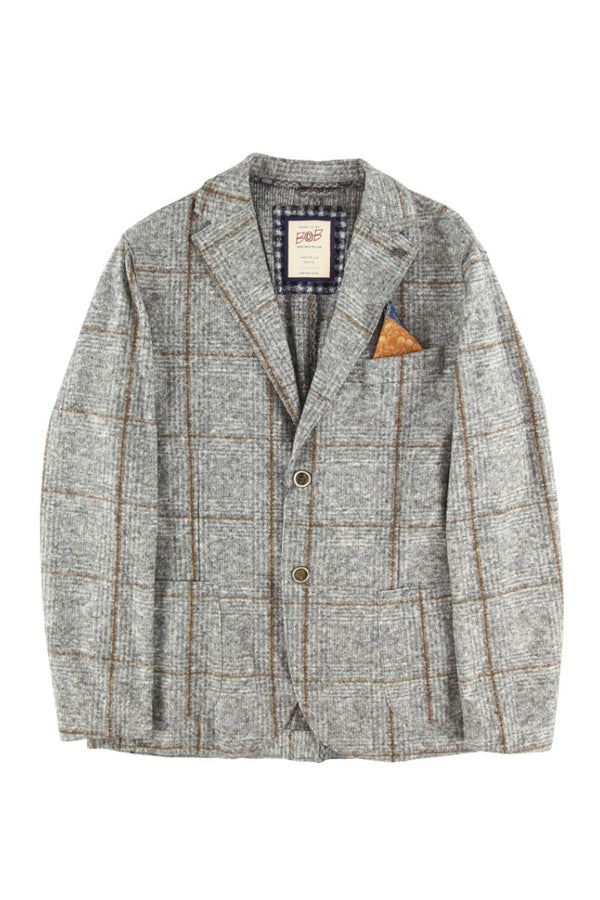 ポケッタブルチェックパターンウールジャケット / Col:VAR1 グレー系
