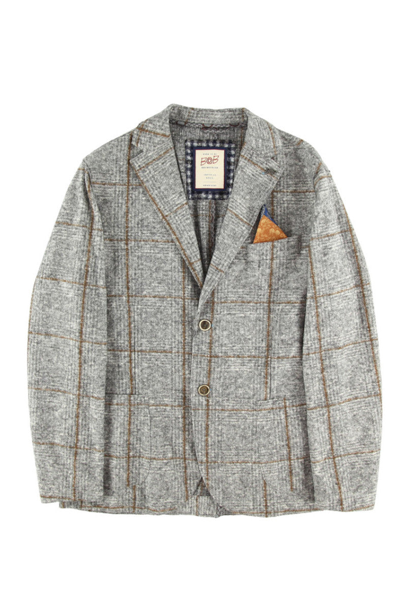 ポケッタブルチェックパターンウールジャケット / Col:VAR3 ライトグレー