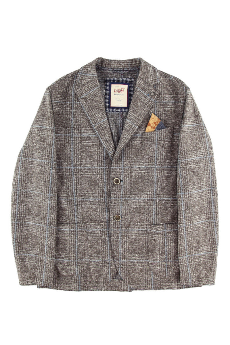 ポケッタブルチェックパターンウールジャケット / Col:VAR1 グレー系