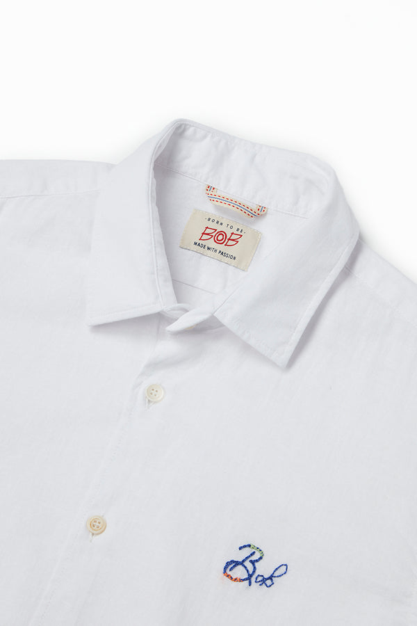 ワンポイントロゴハンドステッチシャツ / Col：BIANCO