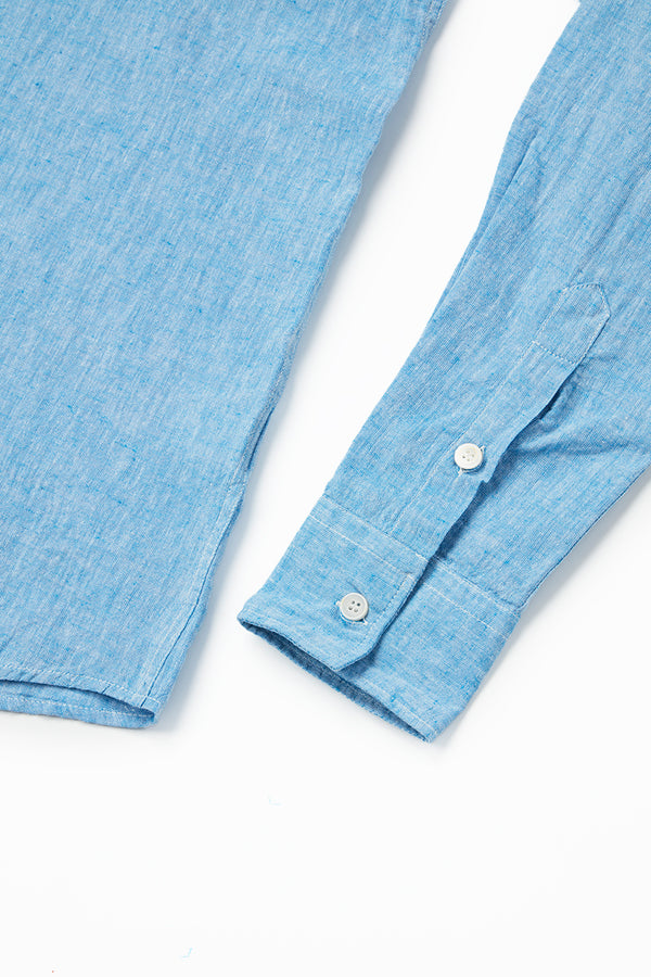 ワンポイントロゴハンドステッチシャツ / Col：AZZURO