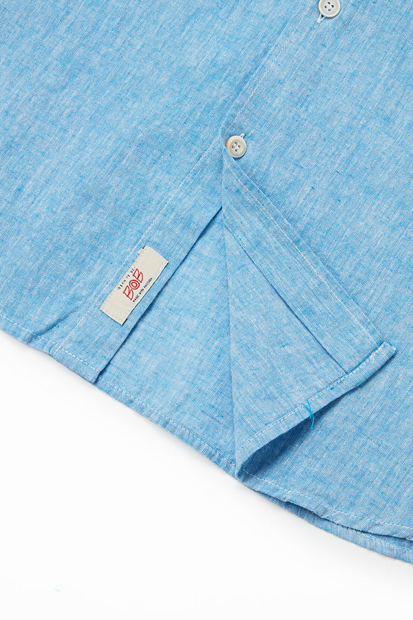 ワンポイントロゴハンドステッチシャツ / Col：AZZURO