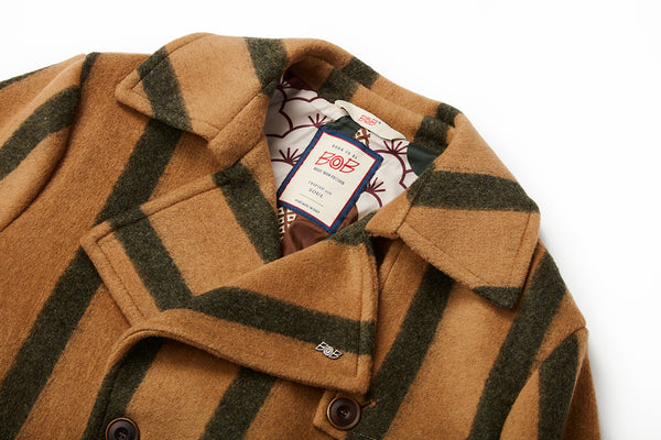 ストライプベルテッドコート / Col：VAR2 ベージュ系