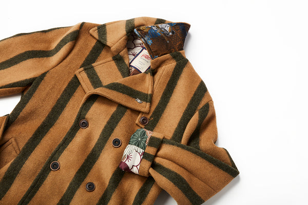 ストライプベルテッドコート / Col：VAR1 キャメル系