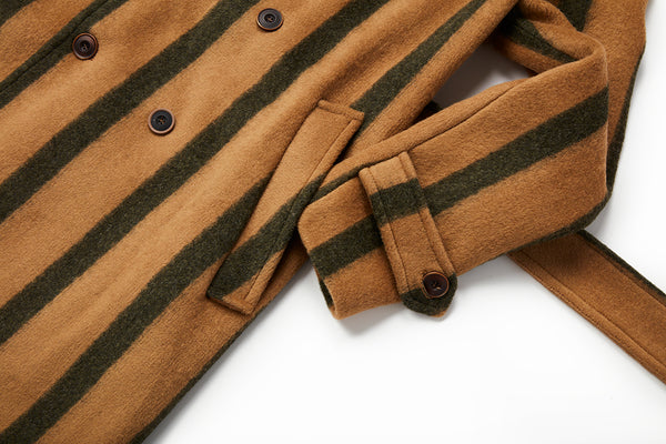 ストライプベルテッドコート / Col：VAR1 キャメル系