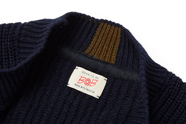 ミリタリーニットカーディガン / Col：BLU ネイビー系