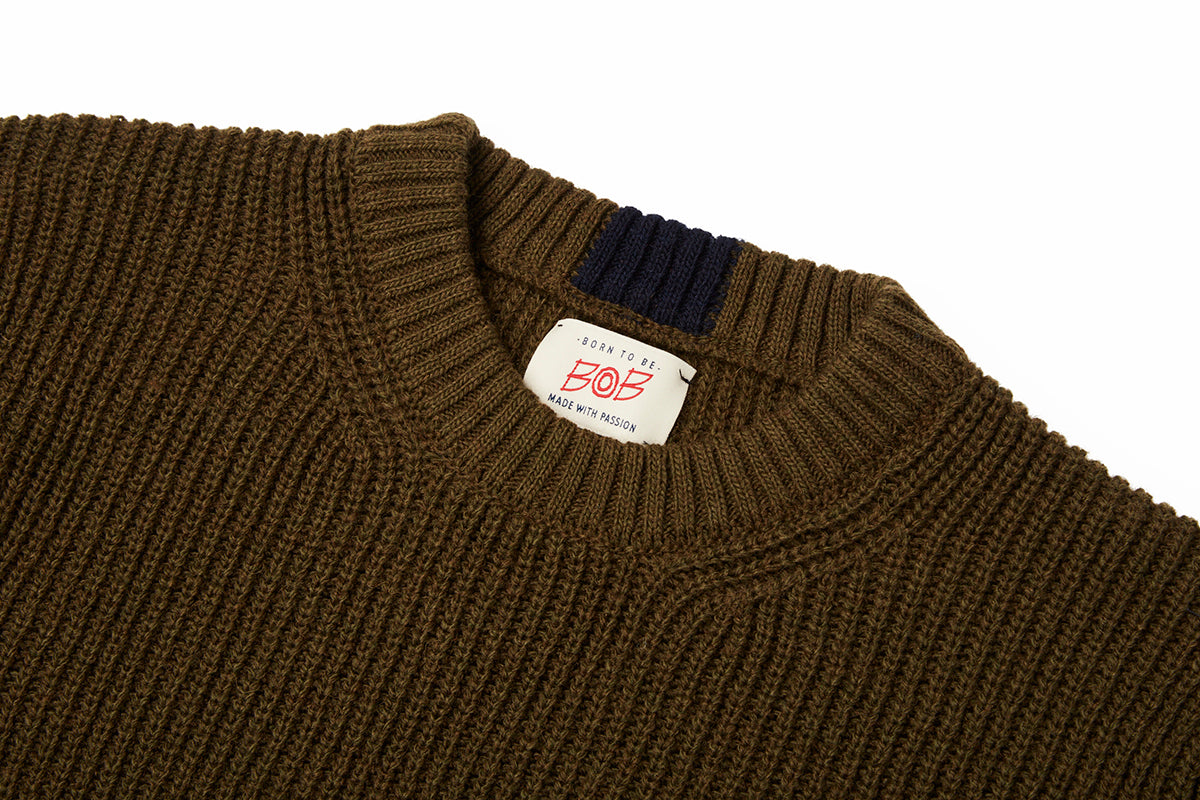 【EC限定】Military Design Crewneck knit BRANDON №074741714 / MILITARE カーキ系