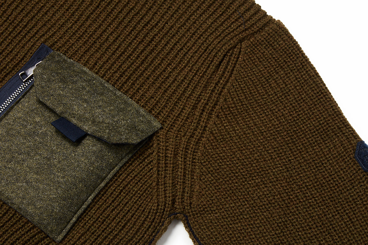 【EC限定】Military Design Crewneck knit BRANDON №074741714 / MILITARE カーキ系