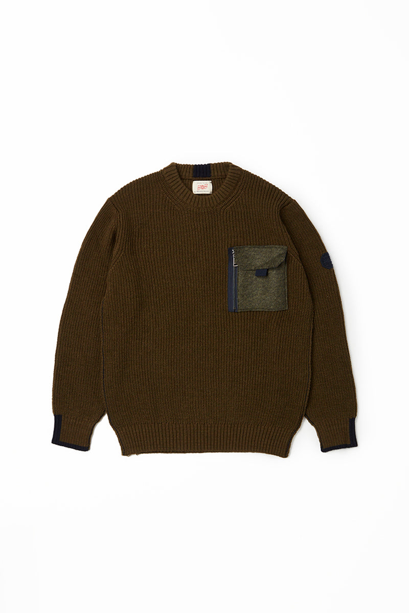 【24AW】Military Design Crewneck knit BRANDON №074741714 / MILITARE カーキ系