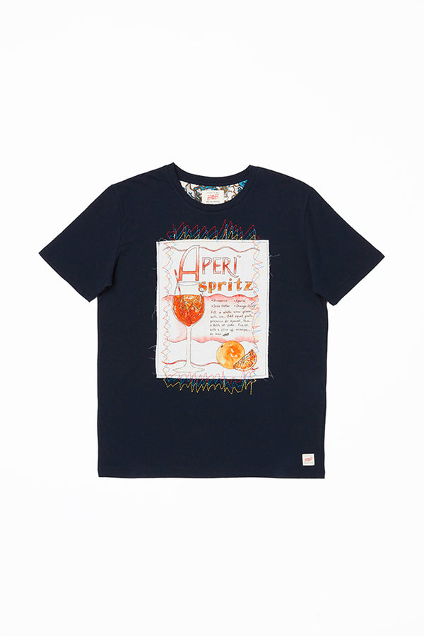 カクテルレシピデザインTシャツ / Col：BLU ネイビー