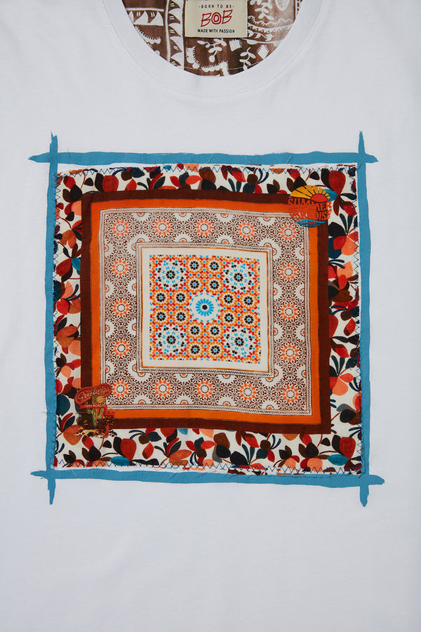 パッチワークＴシャツ / Col：MELANGE 杢グレー