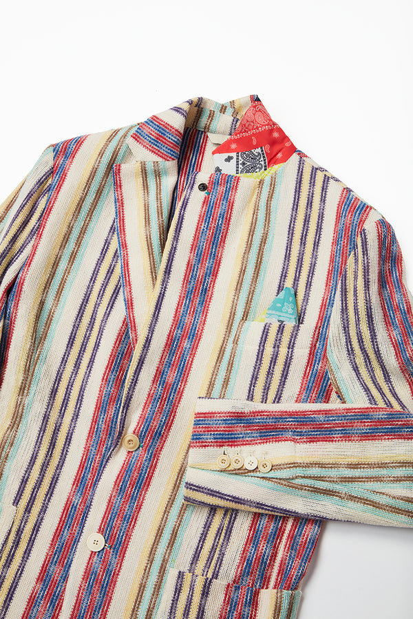 ランダムストライプカラミ織ジャケット / Col：VAR1 マルチ