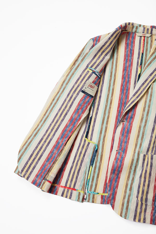 ランダムストライプカラミ織ジャケット / Col：VAR1 マルチ