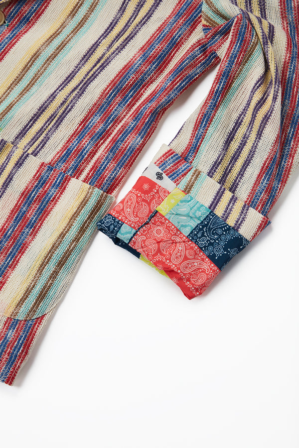 ランダムストライプカラミ織ジャケット / Col：VAR1 マルチ