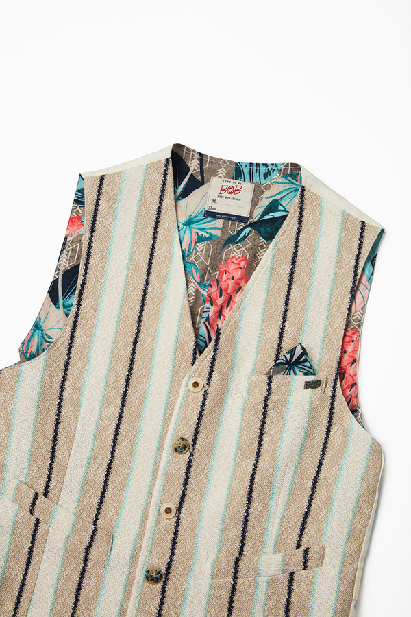 ストライプパターンラッセルジレ / Col：VAR1 サンドベージュ