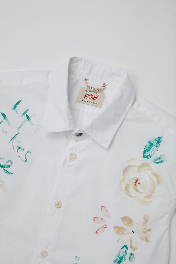 ハンドメイドペイントシャツ / Col：BIANCO ホワイト