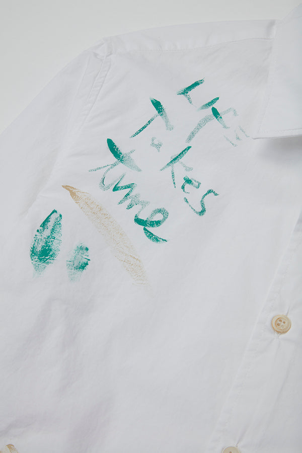 ハンドメイドペイントシャツ / Col：BIANCO ホワイト
