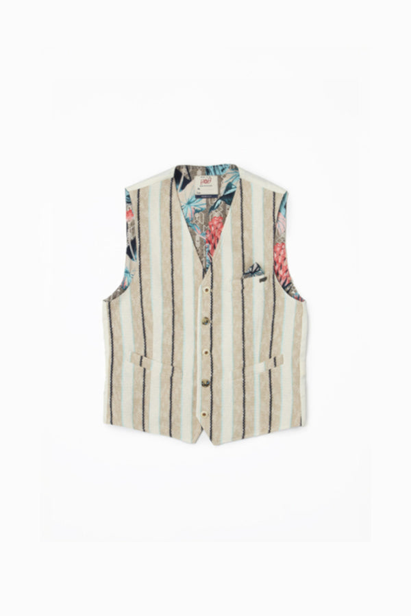 ストライプパターンラッセルジレ / Col：VAR1 サンドベージュ