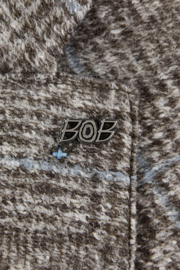 ポケッタブルチェックパターンウールジャケット / Col：VAR2 チャコール