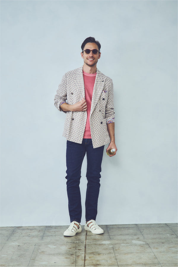 ダブルブレストラッセルニットジャケット / Col：VAR1