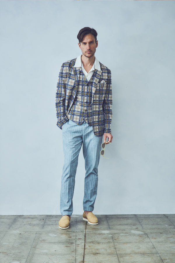 チェックパターンプリントイージージャケット / Col：VAR1 ブルーチェック