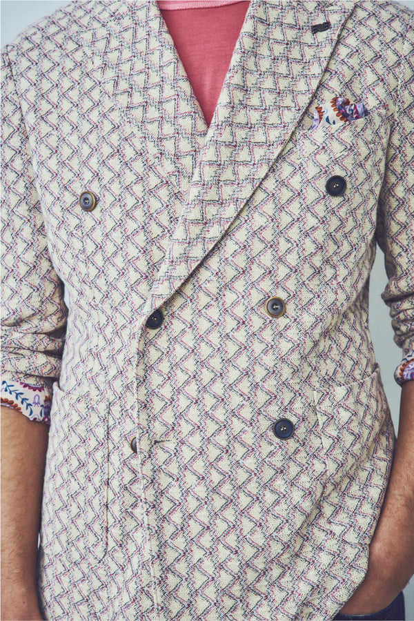 ダブルブレストラッセルニットジャケット / Col：VAR1