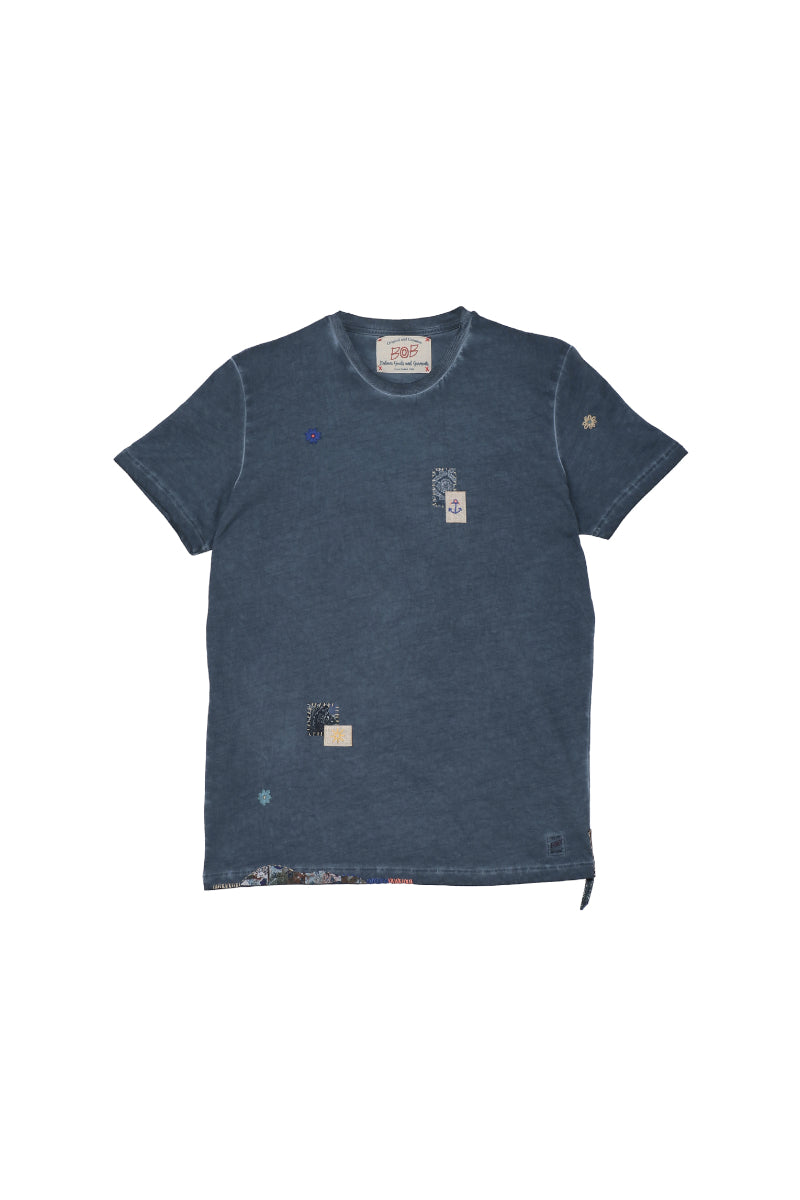 【24SS ARCHIVE ITEM】Patchwork T-shirt / COL：BLU ネイビー