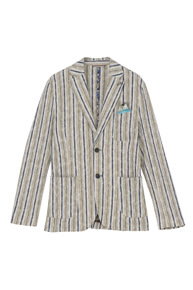 Raschel knit striped jacket / Col：VAR1　ベージュ系