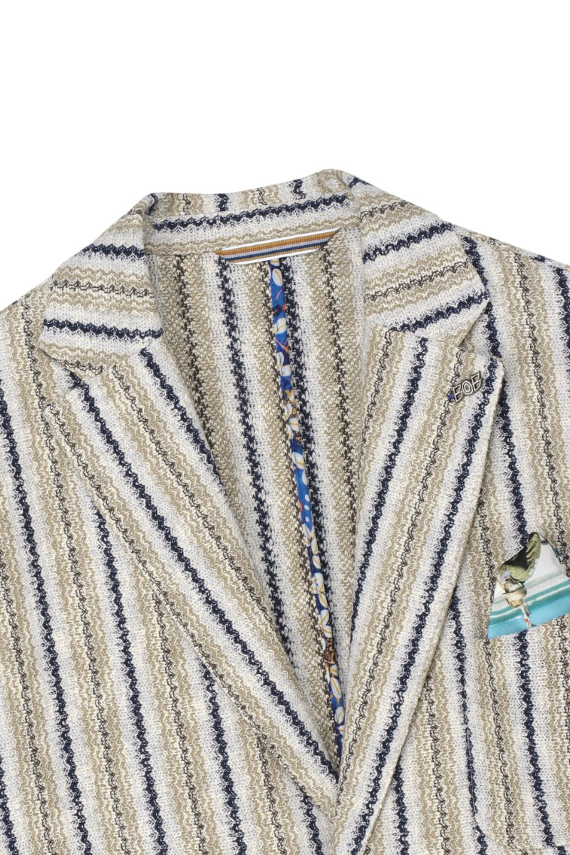 Raschel knit striped jacket / Col：VAR1　ベージュ系