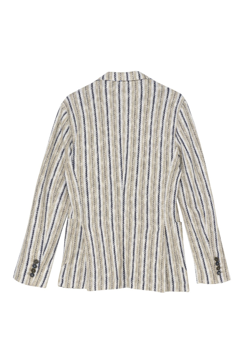 Raschel knit striped jacket / Col：VAR1　ベージュ系
