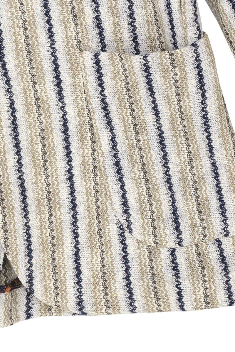 Raschel knit striped jacket / Col：VAR1　ベージュ系