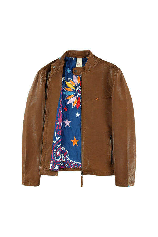 ハンドステッチシングルライダースレザージャケット / Col：BLACK ステッチカラーYELLOW