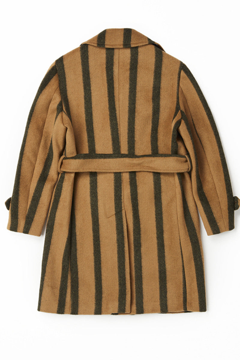 ストライプベルテッドコート / Col：VAR1 キャメル系