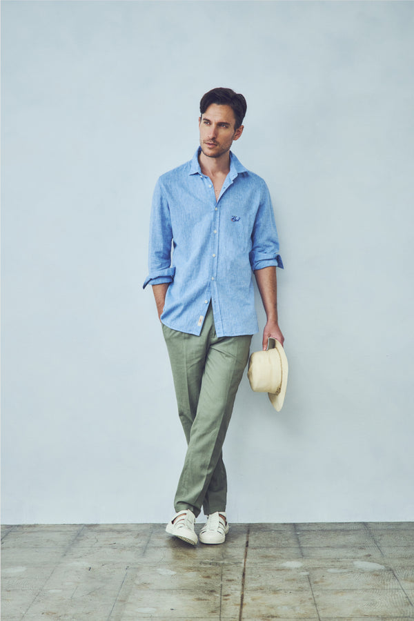 ワンポイントロゴハンドステッチシャツ / Col：BIANCO