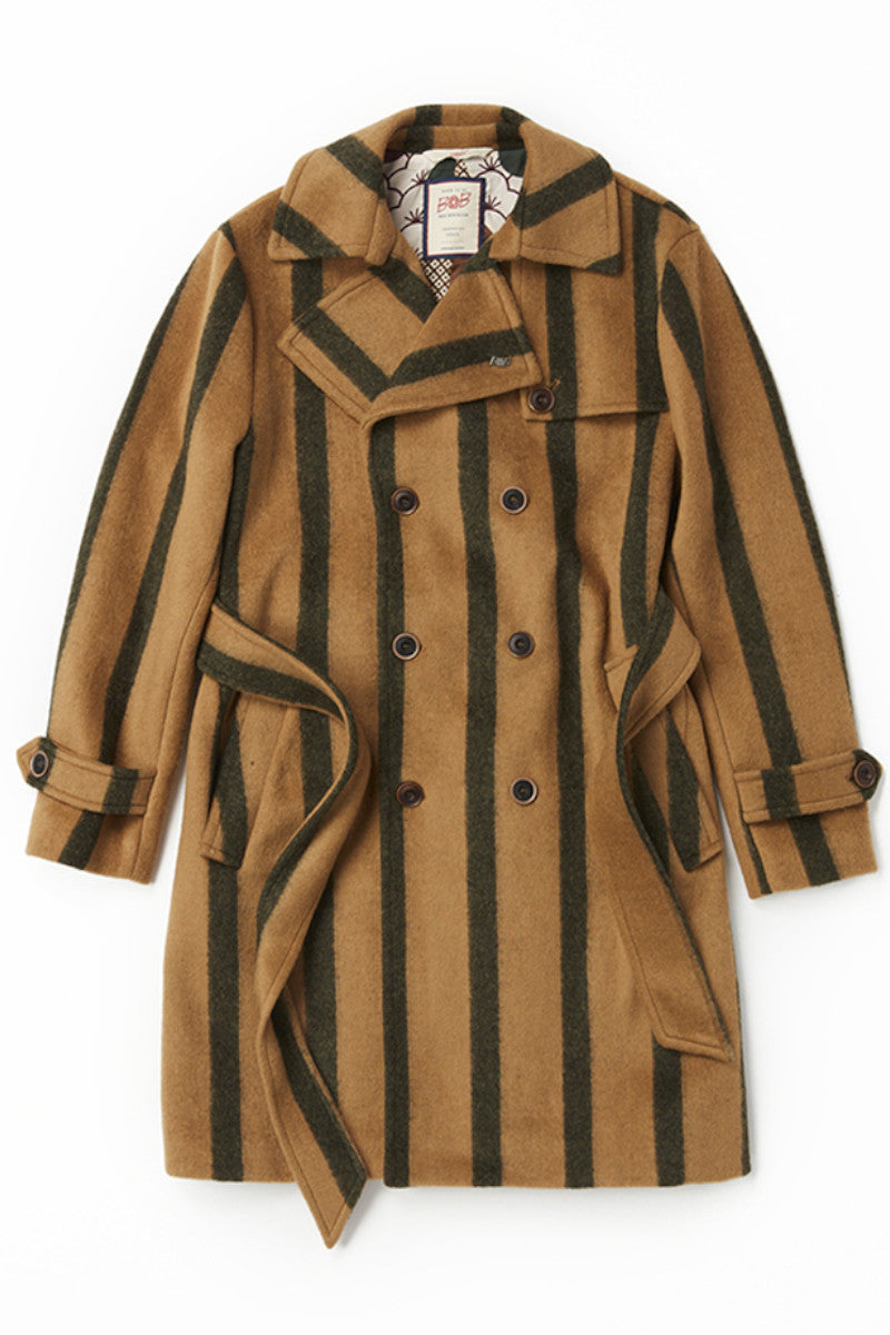 ストライプベルテッドコート / Col：VAR1 キャメル系
