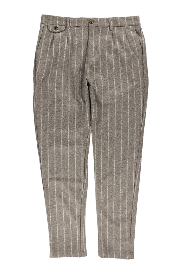 チョークストライプウールパンツ / COL：VAR1 ベージュ系