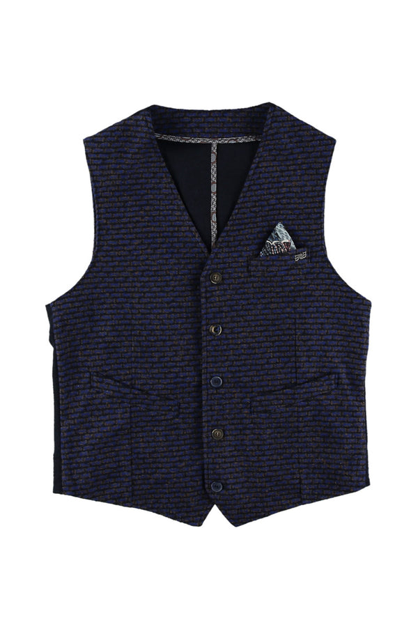 ブリックチェックジレ / Col：VAR1 ネイビー系