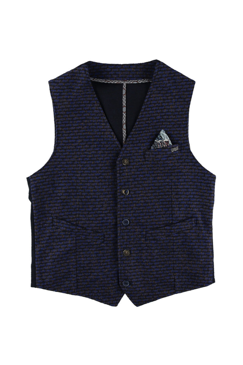 ブリックチェックジレ / Col：VAR1 ネイビー系