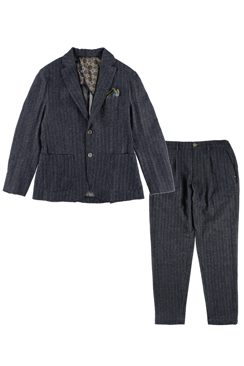 ウールストライプジャケット / COL：PERIORIO インディゴ系