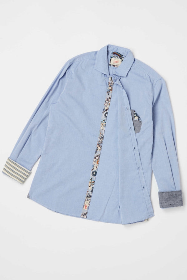 コットンファブリックシャツ / Col：BLU ブルー系