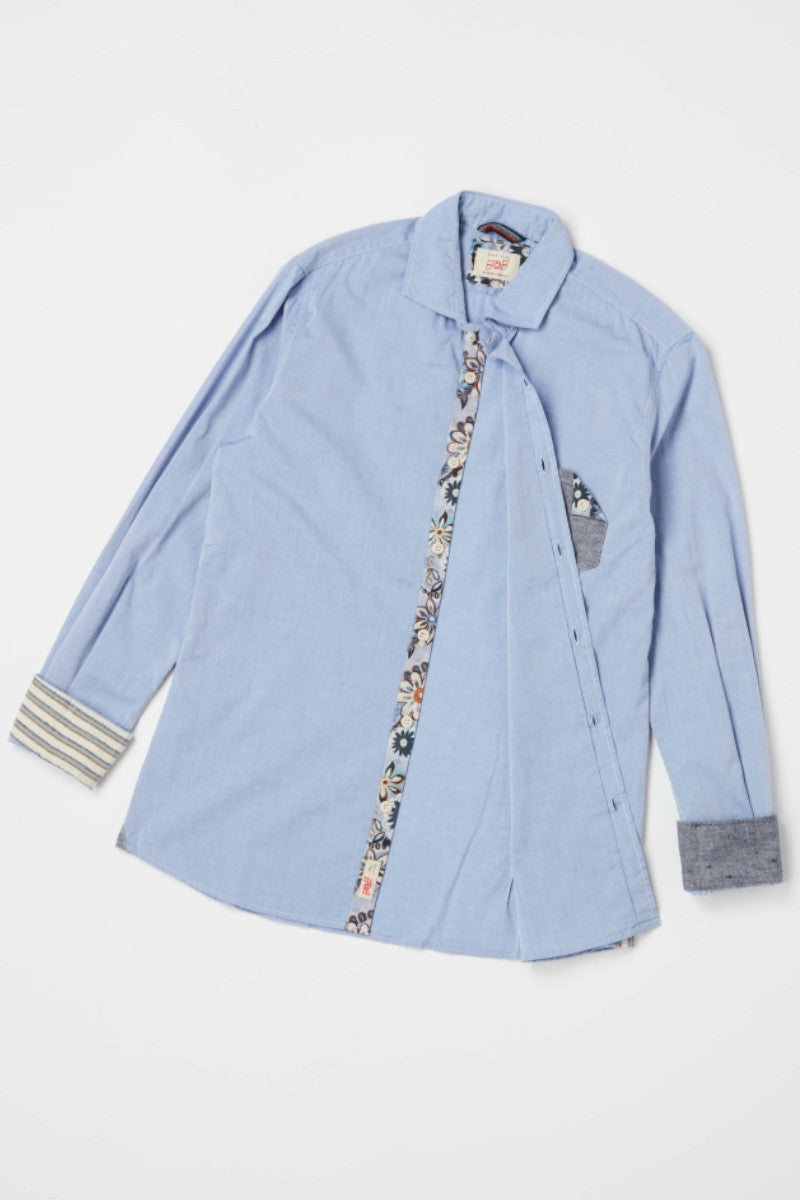 コットンファブリックシャツ / Col：BLU ブルー系
