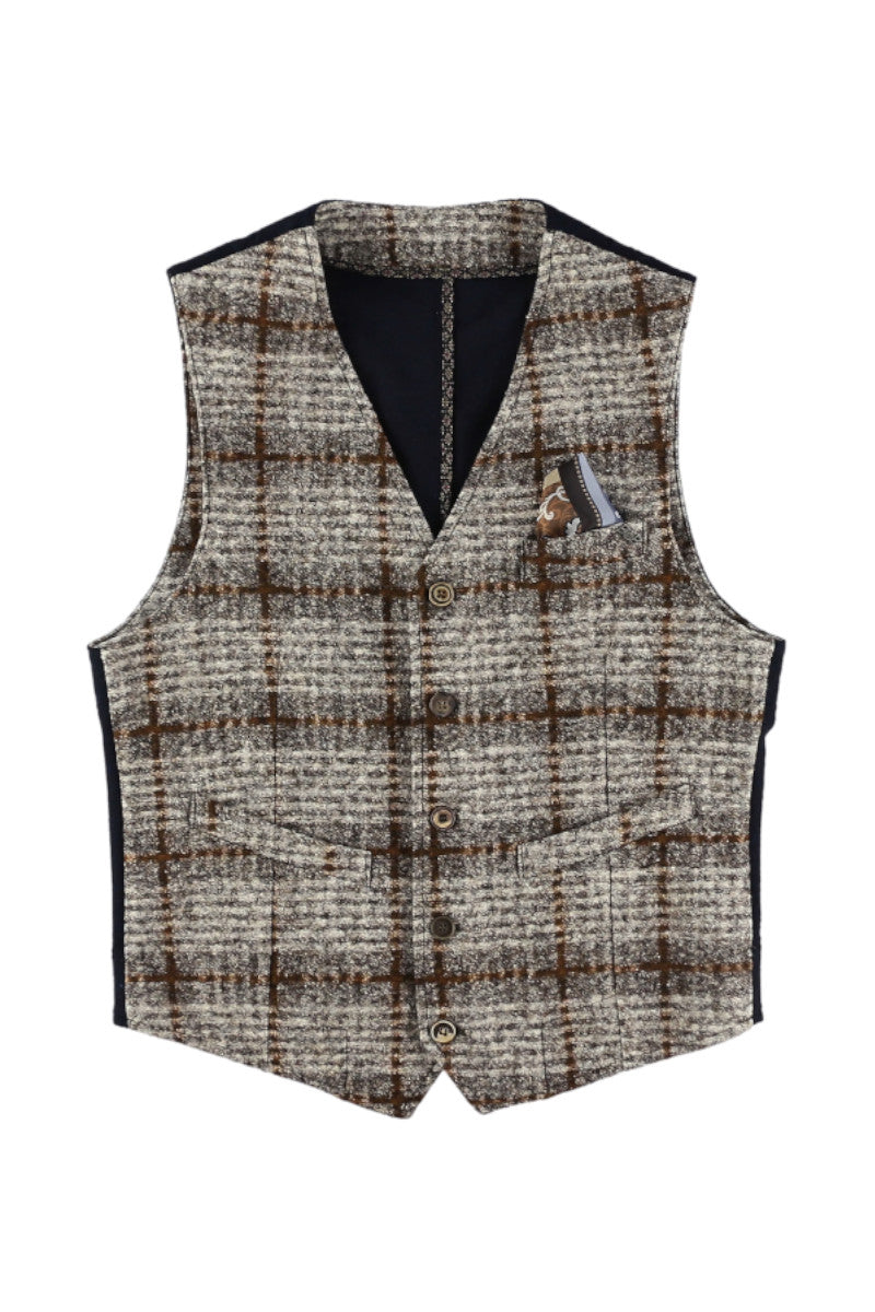 オンブレチェックジレ / COL：VAR1 ブラウン系