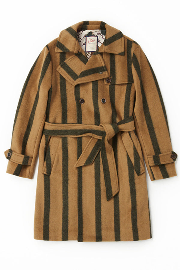 ストライプベルテッドコート / Col：VAR1 キャメル系