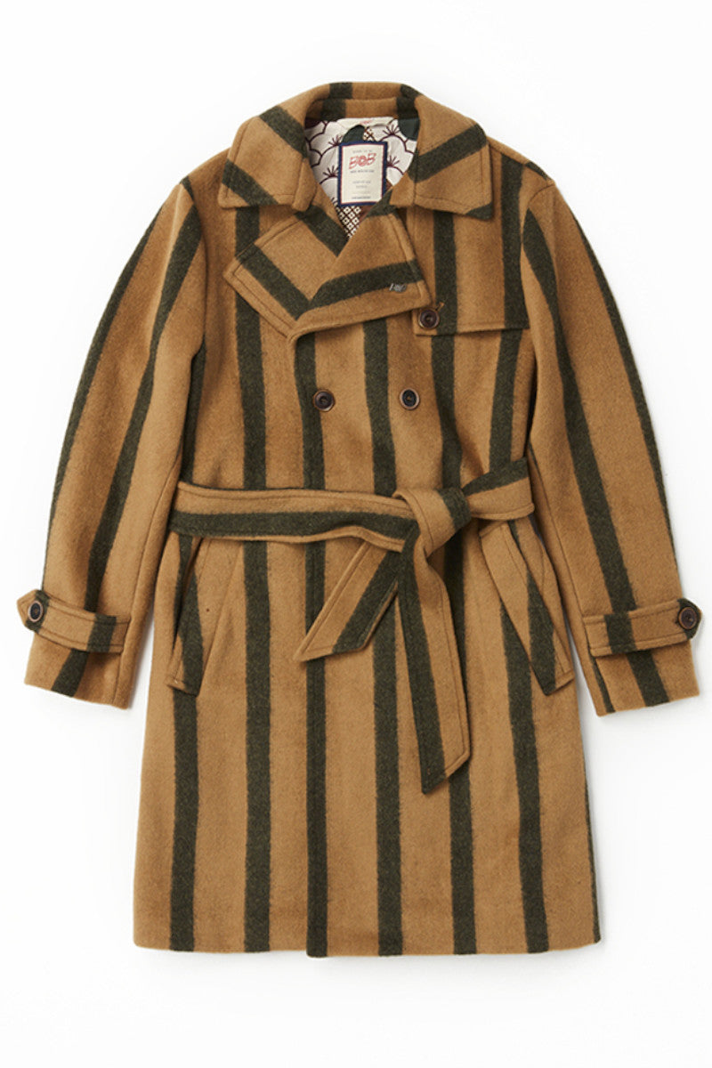 ストライプベルテッドコート / Col：VAR1 キャメル系