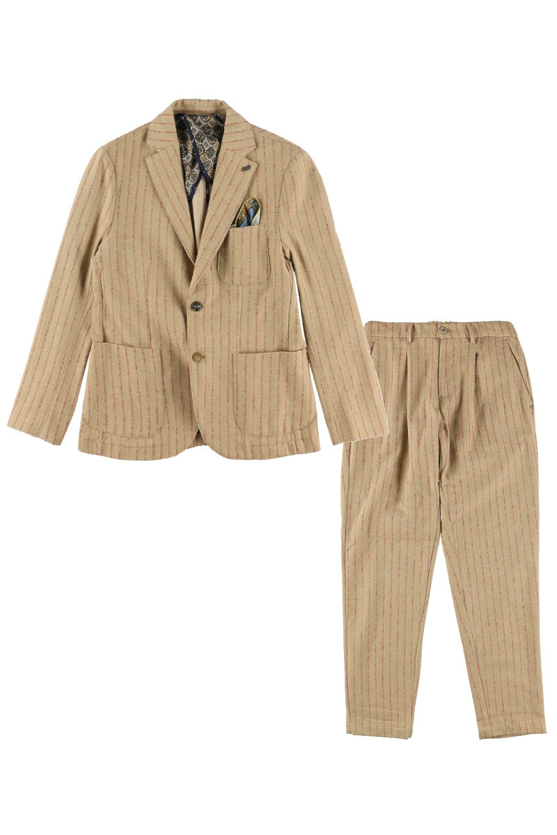 ウールストライプジャケット / COL：ROSA ベージュ系