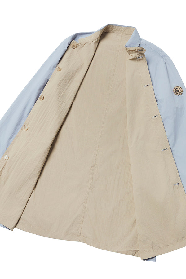 NORWICHI6 パッカブルリバーシブルナイロンコート / AVIO・CORDA スチールブルー・キナリ