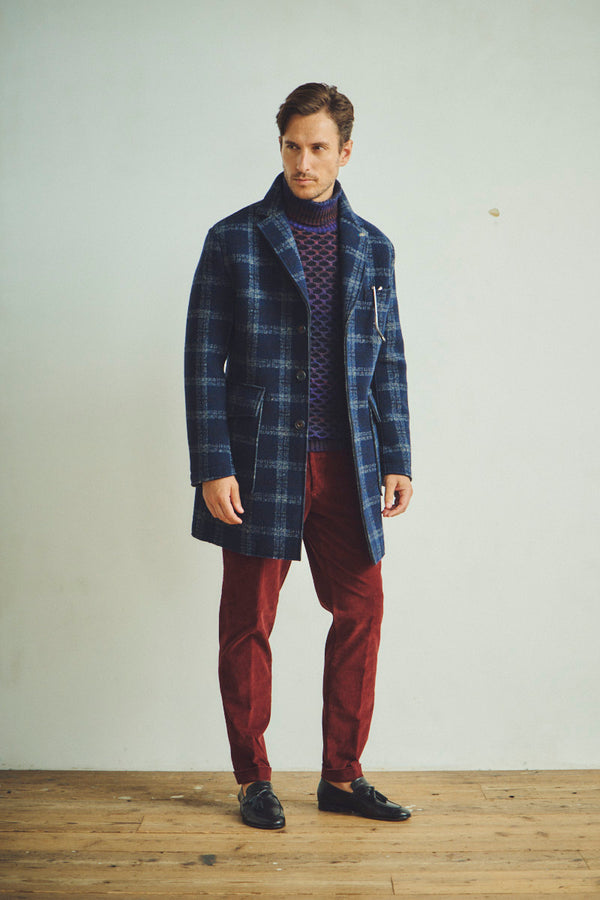 ボンディングチェックチェスターコート /   Col： VAR2 ブラック系