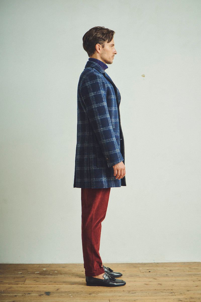 【24AW】Plaid bonding coat SHELBY385 №074741630 / VAR1 ネイビー系