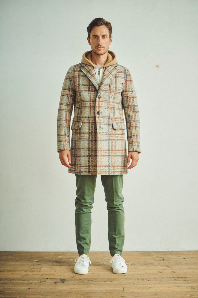 【24AW】Plaid bonding coat SHOULD399 №074741631 / VAR2 グレー系