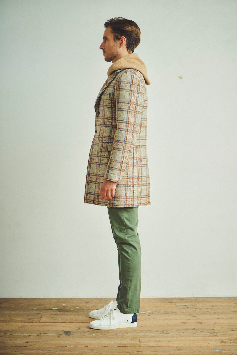 【24AW】Plaid bonding coat SHOULD399 №074741631 / VAR2 グレー系